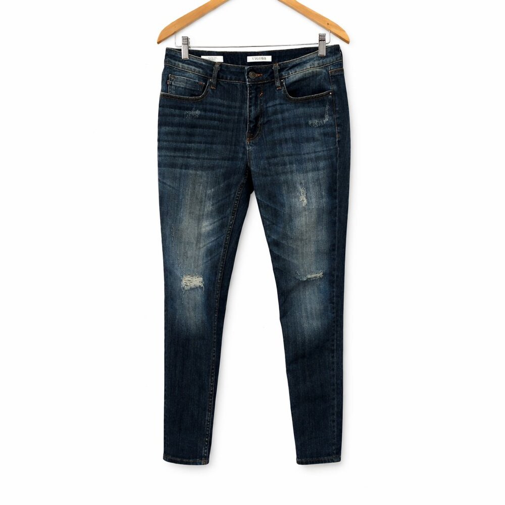 Vigoss Jagger Skinny Distressed Blue Jeans, Size 29
